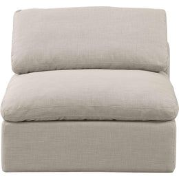 Meridian Indulge Beige Linen Textured Fabric Armless Chair