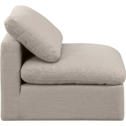 Meridian Indulge Beige Linen Textured Fabric Armless Chair