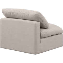Meridian Indulge Beige Linen Textured Fabric Armless Chair