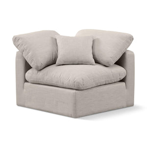 Meridian Indulge Beige Linen Textured Fabric Corner Chair