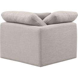 Meridian Indulge Beige Linen Textured Fabric Corner Chair
