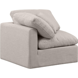 Meridian Indulge Beige Linen Textured Fabric Corner Chair