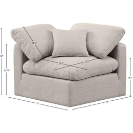 Meridian Indulge Beige Linen Textured Fabric Corner Chair