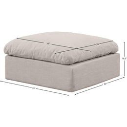 Meridian Indulge Beige Linen Textured Fabric Ottoman