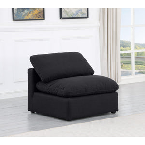 Meridian Indulge Black Linen Textured Fabric Armless Chair