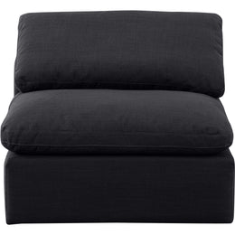 Meridian Indulge Black Linen Textured Fabric Armless Chair