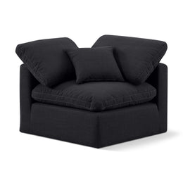 Meridian Indulge Black Linen Textured Fabric Corner Chair