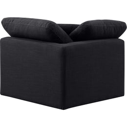 Meridian Indulge Black Linen Textured Fabric Corner Chair