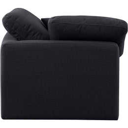 Meridian Indulge Black Linen Textured Fabric Corner Chair