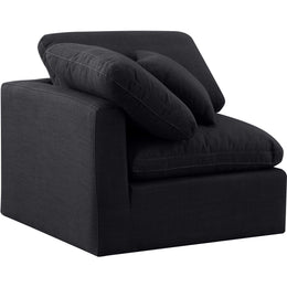 Meridian Indulge Black Linen Textured Fabric Corner Chair
