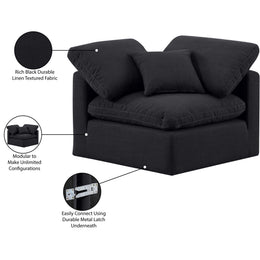 Meridian Indulge Black Linen Textured Fabric Corner Chair