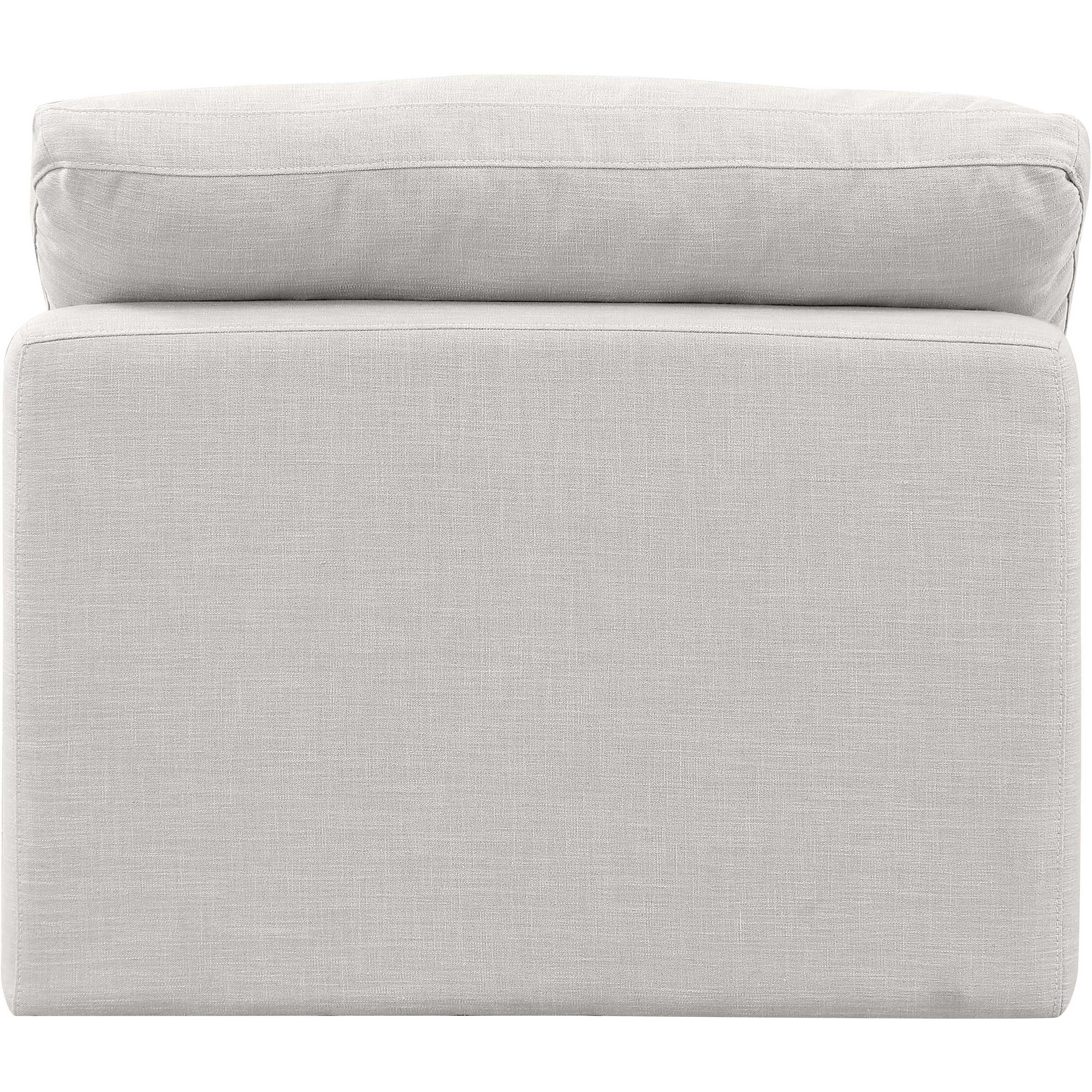 Meridian Indulge Cream Linen Textured Fabric Armless Chair