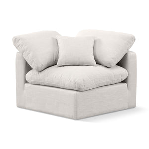 Meridian Indulge Cream Linen Textured Fabric Corner Chair
