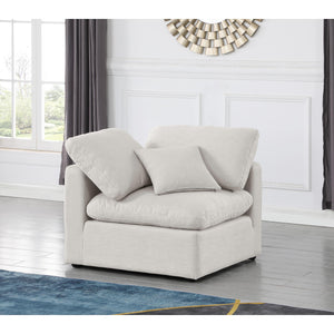 Meridian Indulge Cream Linen Textured Fabric Corner Chair