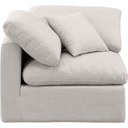 Meridian Indulge Cream Linen Textured Fabric Corner Chair