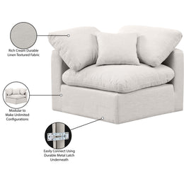Meridian Indulge Cream Linen Textured Fabric Corner Chair