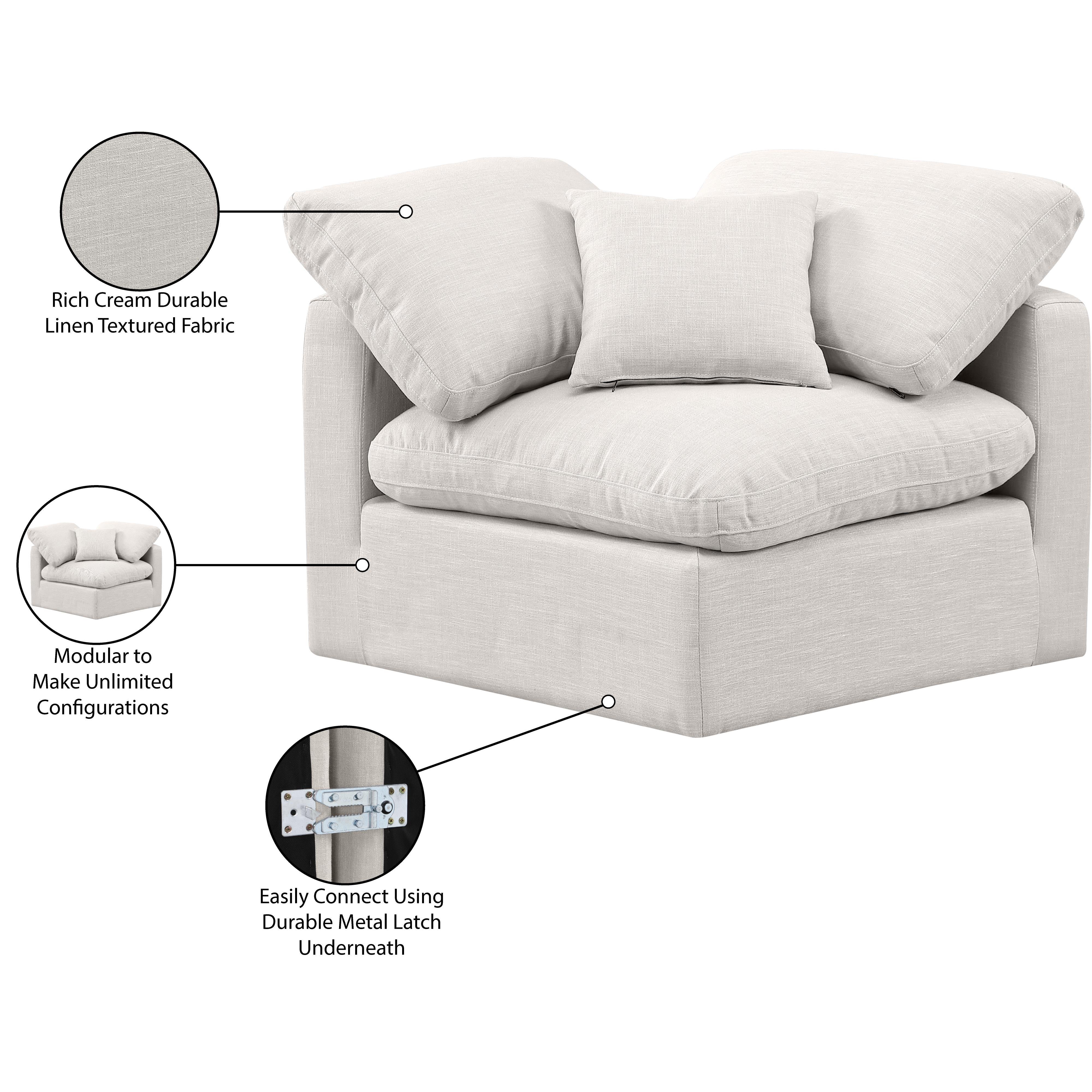Meridian Indulge Cream Linen Textured Fabric Corner Chair