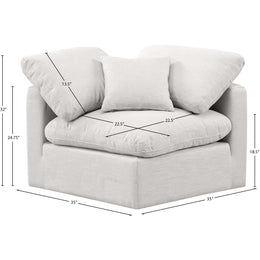 Meridian Indulge Cream Linen Textured Fabric Corner Chair