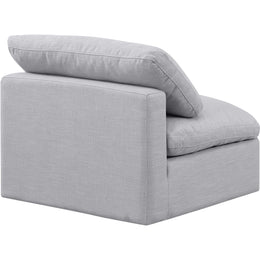 Meridian Indulge Grey Linen Textured Fabric Armless Chair