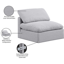Meridian Indulge Grey Linen Textured Fabric Armless Chair