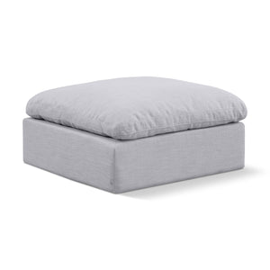 Meridian Indulge Grey Linen Textured Fabric Ottoman