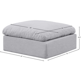 Meridian Indulge Grey Linen Textured Fabric Ottoman