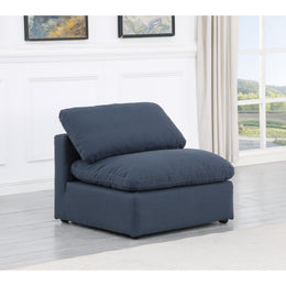 Meridian Indulge Navy Linen Textured Fabric Armless Chair