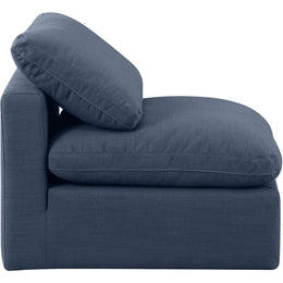 Meridian Indulge Navy Linen Textured Fabric Armless Chair