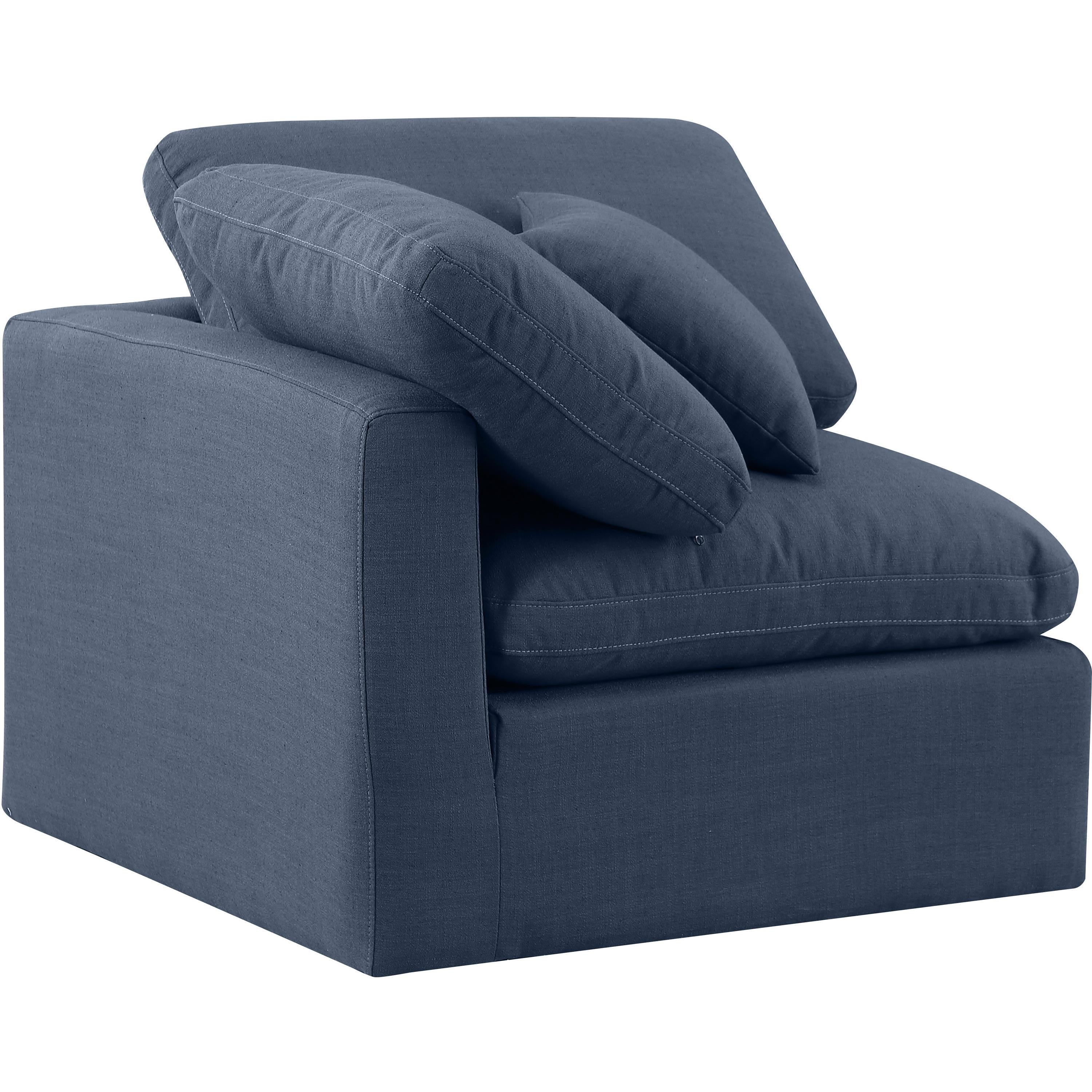 Meridian Indulge Navy Linen Textured Fabric Corner Chair