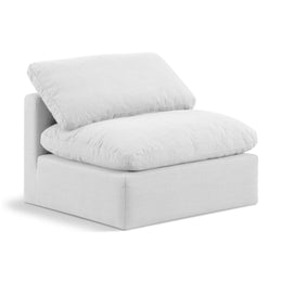 Meridian Indulge White Linen Textured Fabric Armless Chair