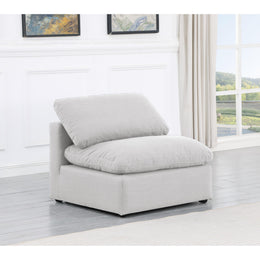 Meridian Indulge White Linen Textured Fabric Armless Chair