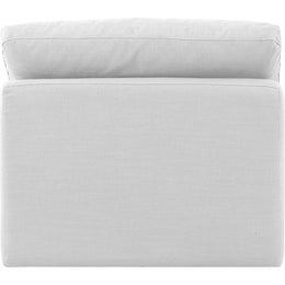 Meridian Indulge White Linen Textured Fabric Armless Chair