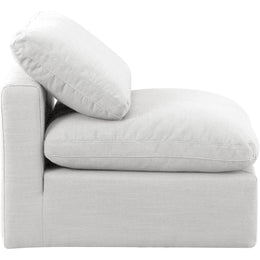 Meridian Indulge White Linen Textured Fabric Armless Chair