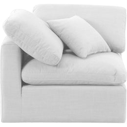 Meridian Indulge White Linen Textured Fabric Corner Chair