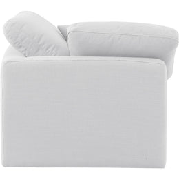Meridian Indulge White Linen Textured Fabric Corner Chair