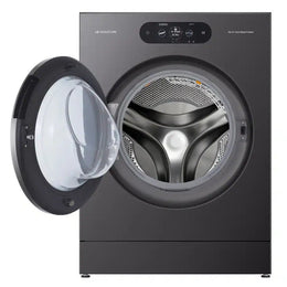 LG - SIGNATURE 5.8 Cu. Ft. High Efficiency Ventless Smart Front Load Washer Electric Dryer Combo with Steam and ezDispense - Brushed Black Steel