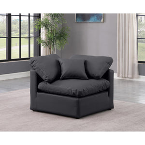 Meridian Indulge Black Vegan Leather Corner Chair