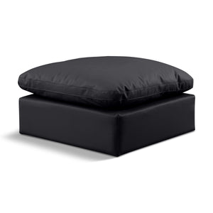 Meridian Indulge Black Vegan Leather Ottoman