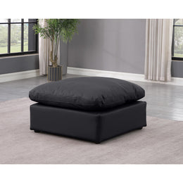 Meridian Indulge Black Vegan Leather Ottoman