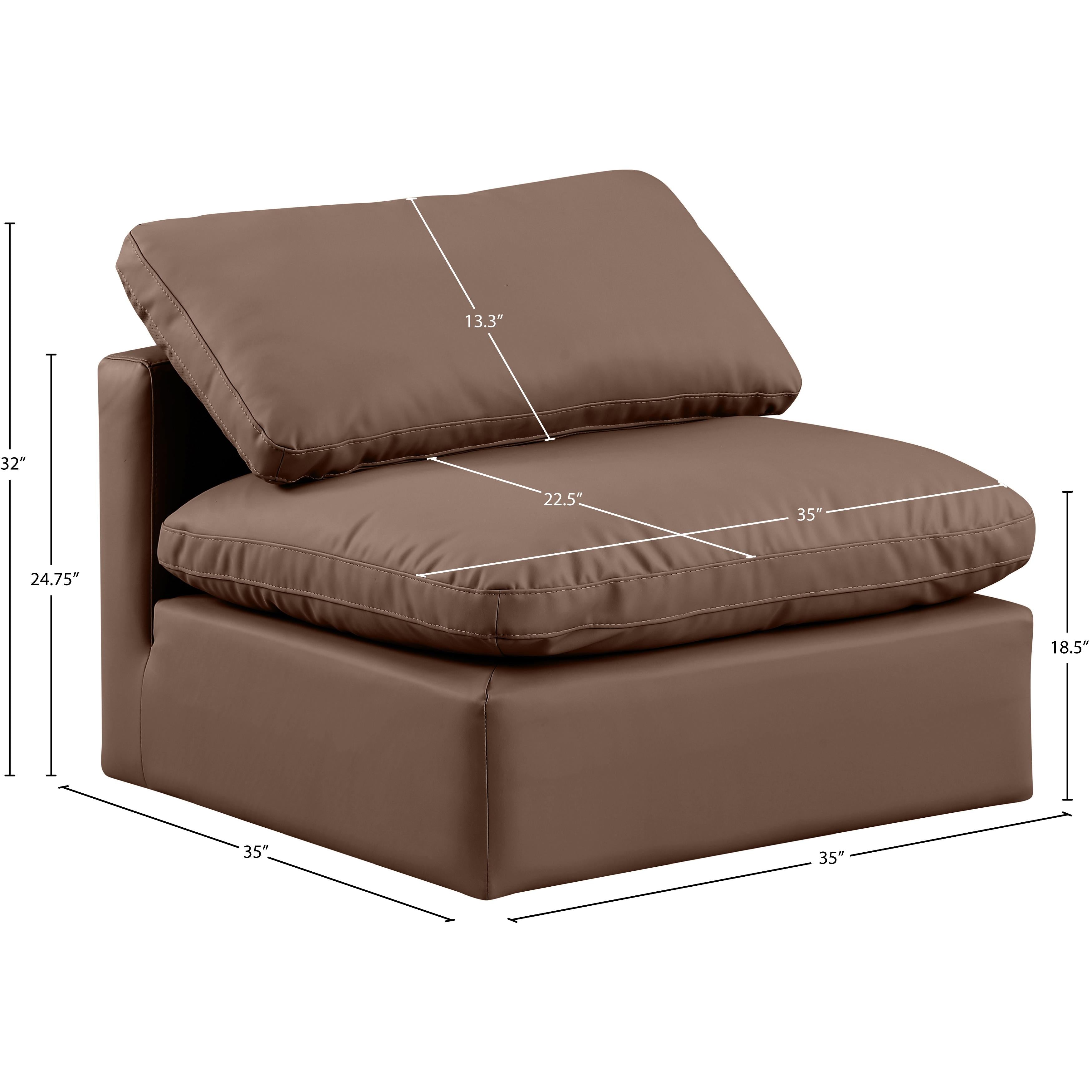 Meridian Indulge Brown Vegan Leather Armless Chair