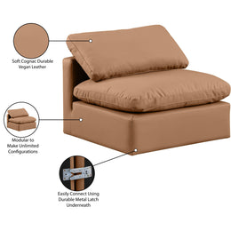 Meridian Indulge Cognac Vegan Leather Armless Chair