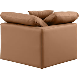 Meridian Indulge Cognac Vegan Leather Corner Chair
