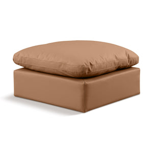 Meridian Indulge Cognac Vegan Leather Ottoman