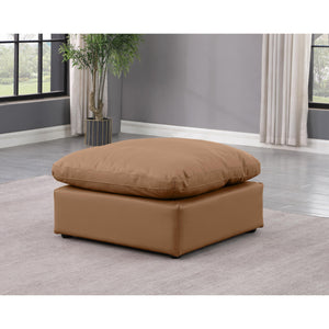 Meridian Indulge Cognac Vegan Leather Ottoman