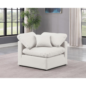 Meridian Indulge Cream Vegan Leather Corner Chair