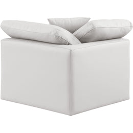 Meridian Indulge Cream Vegan Leather Corner Chair