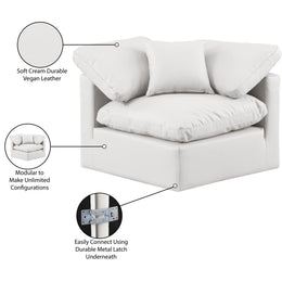 Meridian Indulge Cream Vegan Leather Corner Chair