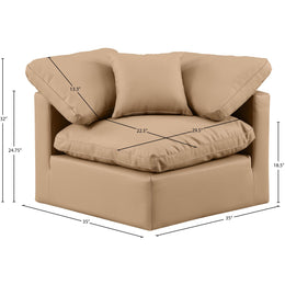 Meridian Indulge Tan Vegan Leather Corner Chair
