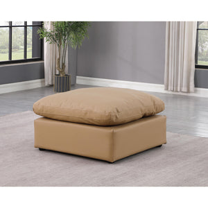 Meridian Indulge Tan Vegan Leather Ottoman