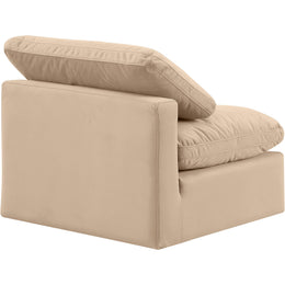 Meridian Indulge Beige Velvet Armless Chair